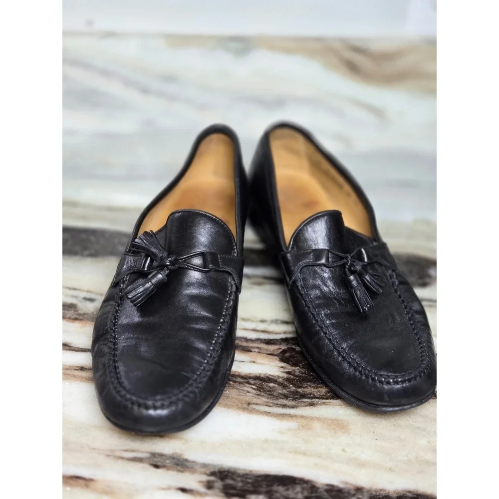 Allen Edmonds Urbino Black Leather Tassel Loafers Mens 11 D Made in Italy‎ 49190